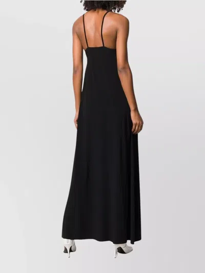Norma Kamali Maxi Dress With Spaghetti Straps And V-neck In Black