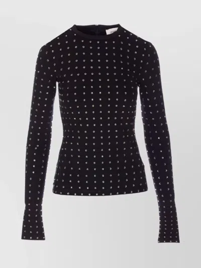 Sportmax Crystal Embellished Long Sleeve Top