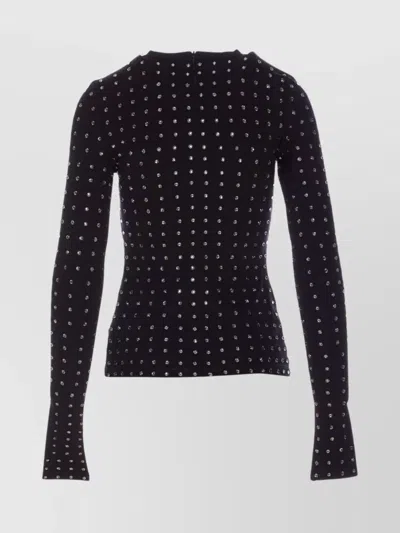 Sportmax Crystal Embellished Long Sleeve Top