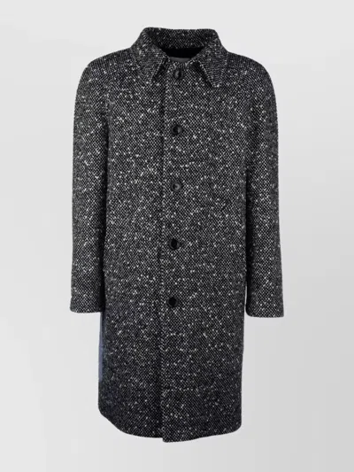 Celine Camden Wool Tweed Coat With Button Closure And Side Pockets In Multi