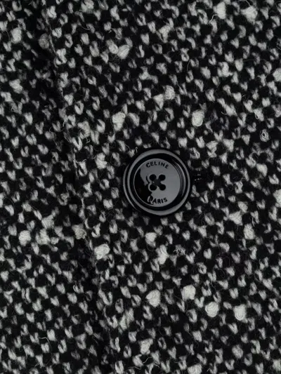 Celine Camden Wool Tweed Coat With Button Closure And Side Pockets In Multi