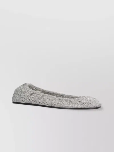 Isabel Marant Crochet Flat Ballerina Shoes Round Toe In Silver