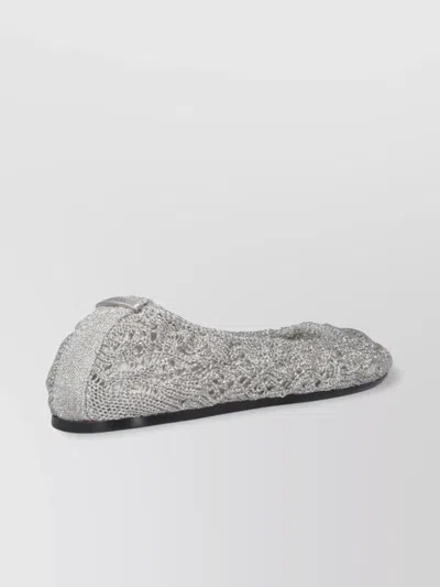 Isabel Marant Crochet Flat Ballerina Shoes Round Toe In Silver