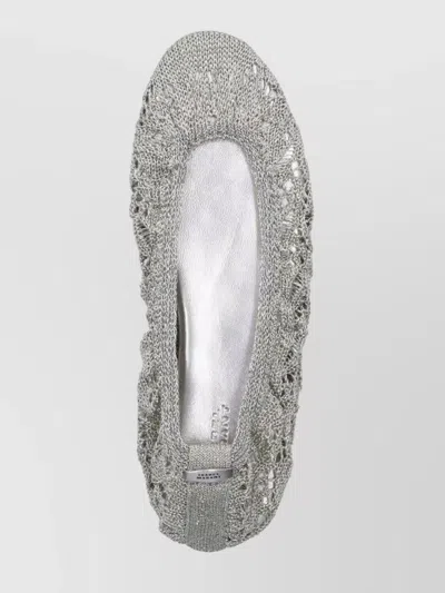 Isabel Marant Crochet Flat Ballerina Shoes Round Toe In Silver