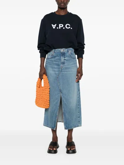 Apc Elisa Vpc Logo Sweatshirt In Inverted Print In Blue
