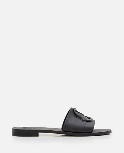 Moncler Black Rubber Slippers In Black