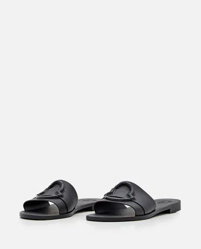 Moncler Black Rubber Slippers In Black