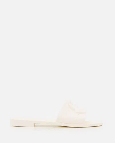Moncler Flat Rubber Sole Slides In White