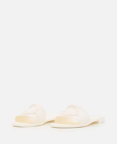 Moncler Flat Rubber Sole Slides In White