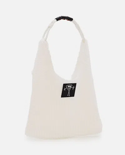 Plan C White Mesh Design Shopper Bag In Neutral