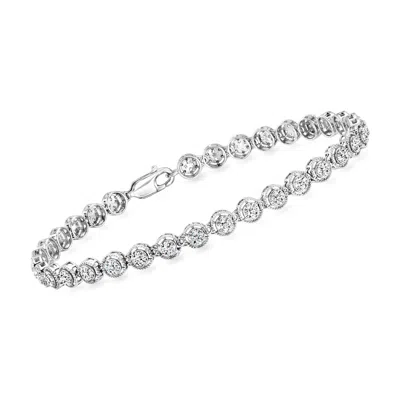 Ross-simons Diamond Clover Cluster Bracelet In Sterling Silver In Multi