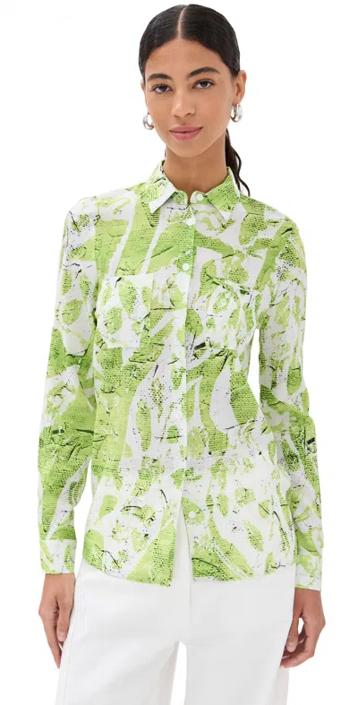 Stella Jean Printed Button Up Lime Floral In Lime Floral