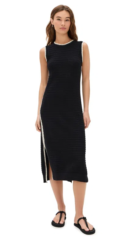 Varley Dwight Knit Tank Midi Dress In Black