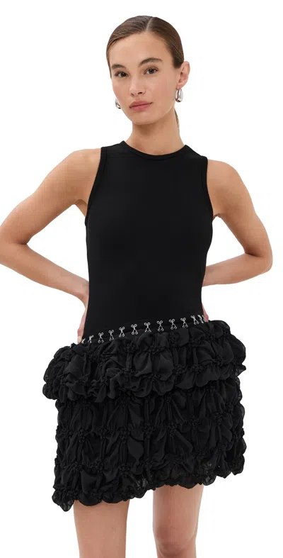 Rokh Broken Tulle Sleeveless Dress Black In Black
