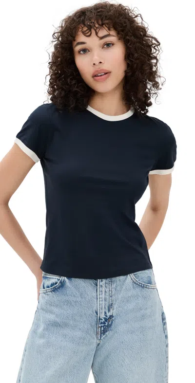 Frame The Ringer Baby Tee Navy Multi In Navy Multi