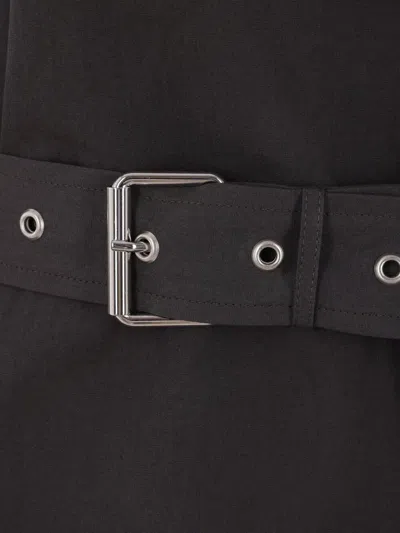 Dries Van Noten Long Belted Raincoat Epaulettes In Gray