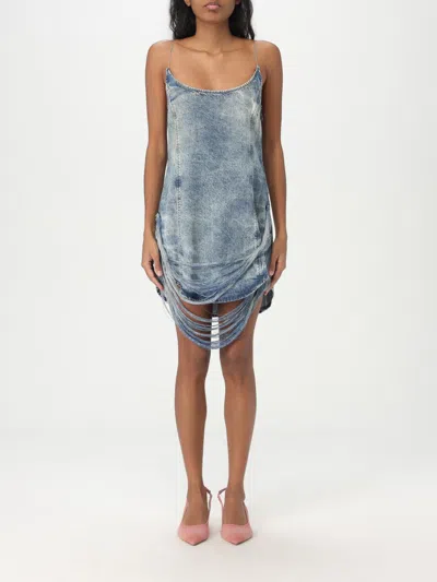 Diesel Fringed Minidress In Denim