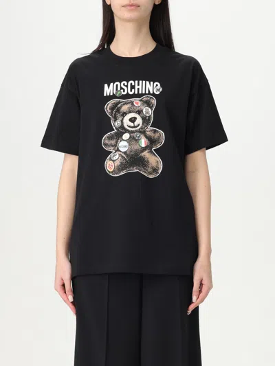 Moschino Graphic Bear Print Crew Neck T-shirt In Black