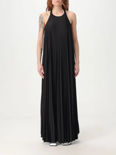 Sportmax Verdier Fluid Plisse Long Dress In Black