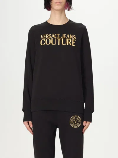 Versace Jeans Couture Long Sleeve Ribbed Knit Crew Neck In Black