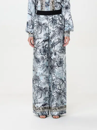 Just Cavalli Floral-print Trousers In Blue