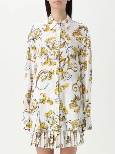 Versace Jeans Couture Barocco Patterned Twill Shirt In White