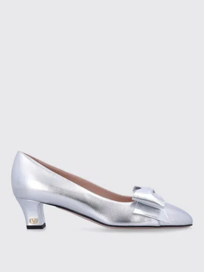 Valentino Garavani 45mm Bowow Leather Pumps In Silver