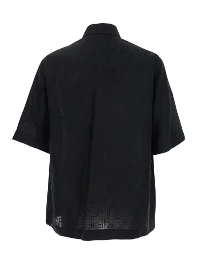 Fendi Ff Jacquard Shirt In Black