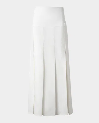 Akris Stonewashed Linen-wool Pleated Midi Skirt In Ecru