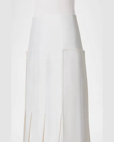 Akris Stonewashed Linen-wool Pleated Midi Skirt In Ecru