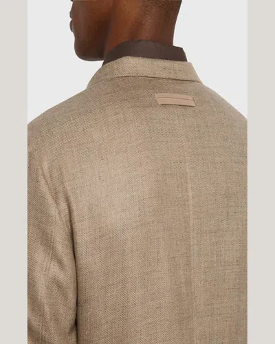 Zegna Beige Linen And Wool Il Conte Jacket In Md Bge Sld