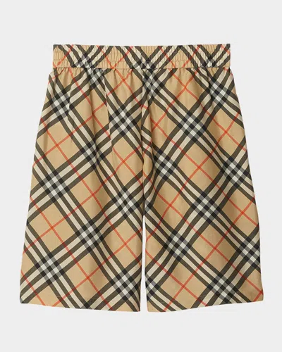 Burberry Men Check Print Bermuda Swimsuit In Brown