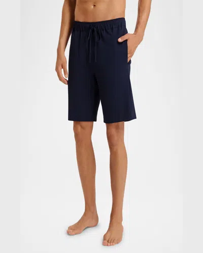 Hanro Natural Living Organic Cotton Drawstring Shorts In Deep Navy
