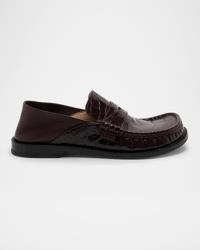 Loewe Campo Loafers In Croc-embossed Leather In Brown