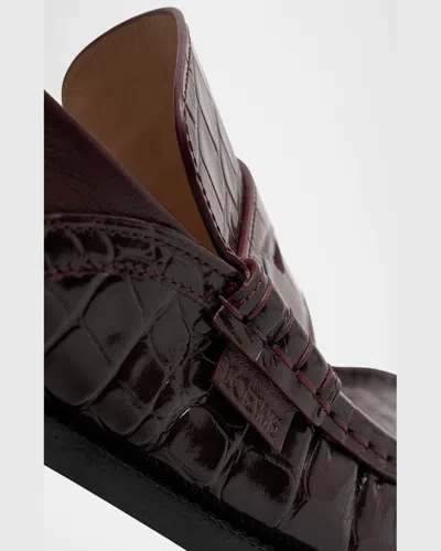 Loewe Campo Loafers In Croc-embossed Leather In Brown