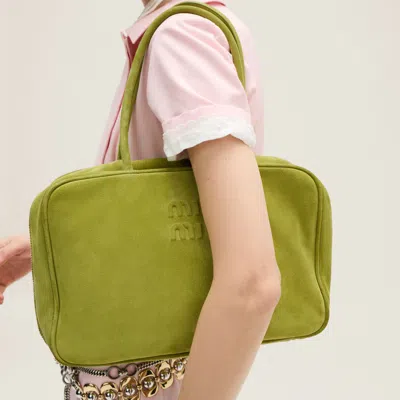 Miu Miu Suede Beau Bag In Ivy Green