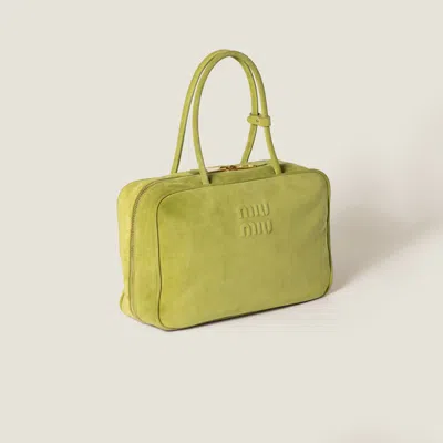 Miu Miu Suede Beau Bag In Ivy Green