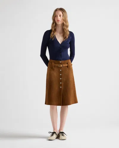 Prada Fitted Long-sleeve Ribbed Cardigan In Blau