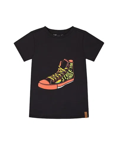 Deux Par Deux Little Boy's Organic Cotton Graphic Tee Black And Red Shoe In Black And Red Shoe