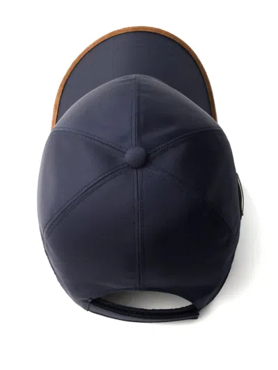 Prada Men's Nylon And Suede Baseball Cap In Blue