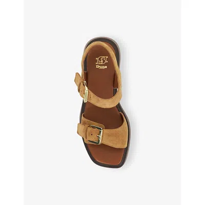 Dune Womens  Luno Double-strap Flatform Suede Sandals In Sand Suede