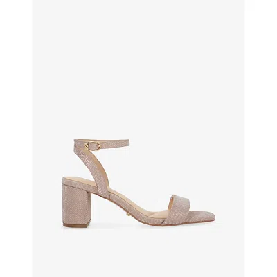 Dune Womens  Melini Block-heel Woven Sandals In Rose Gold Synthetic