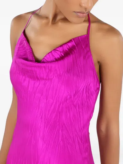 Roberto Cavalli Langes Kleid Aus Knitterseide In Pink