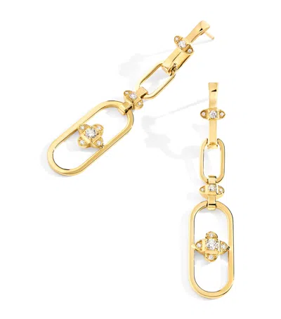 Marli New York Yellow Gold And Diamond Tip-top Link Drop Earrings In Gold