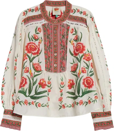 Farm Rio Printed Cotton-blend Blouse In Multicoloured