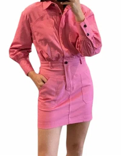 Tcec Long Sleeve Button Down Dress In Pink In Pink