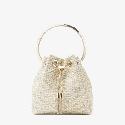 Jimmy Choo Bon Bon Metallic Handbag With Chain-link Shoulder Strap And Round Top Handle In Mesh Woman In Silver