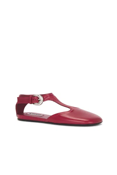 Jil Sander Mary Jane Flats In Cedar Red