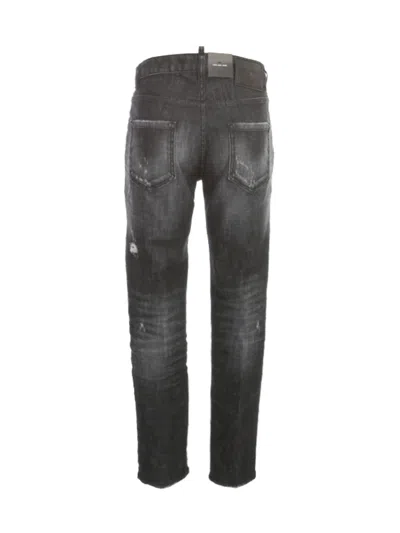 Dsquared2 Distressed-effect Logo-patch Denim Jeans In Black