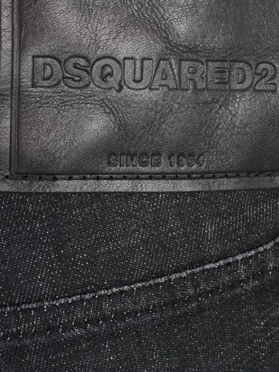 Dsquared2 Distressed-effect Logo-patch Denim Jeans In Black